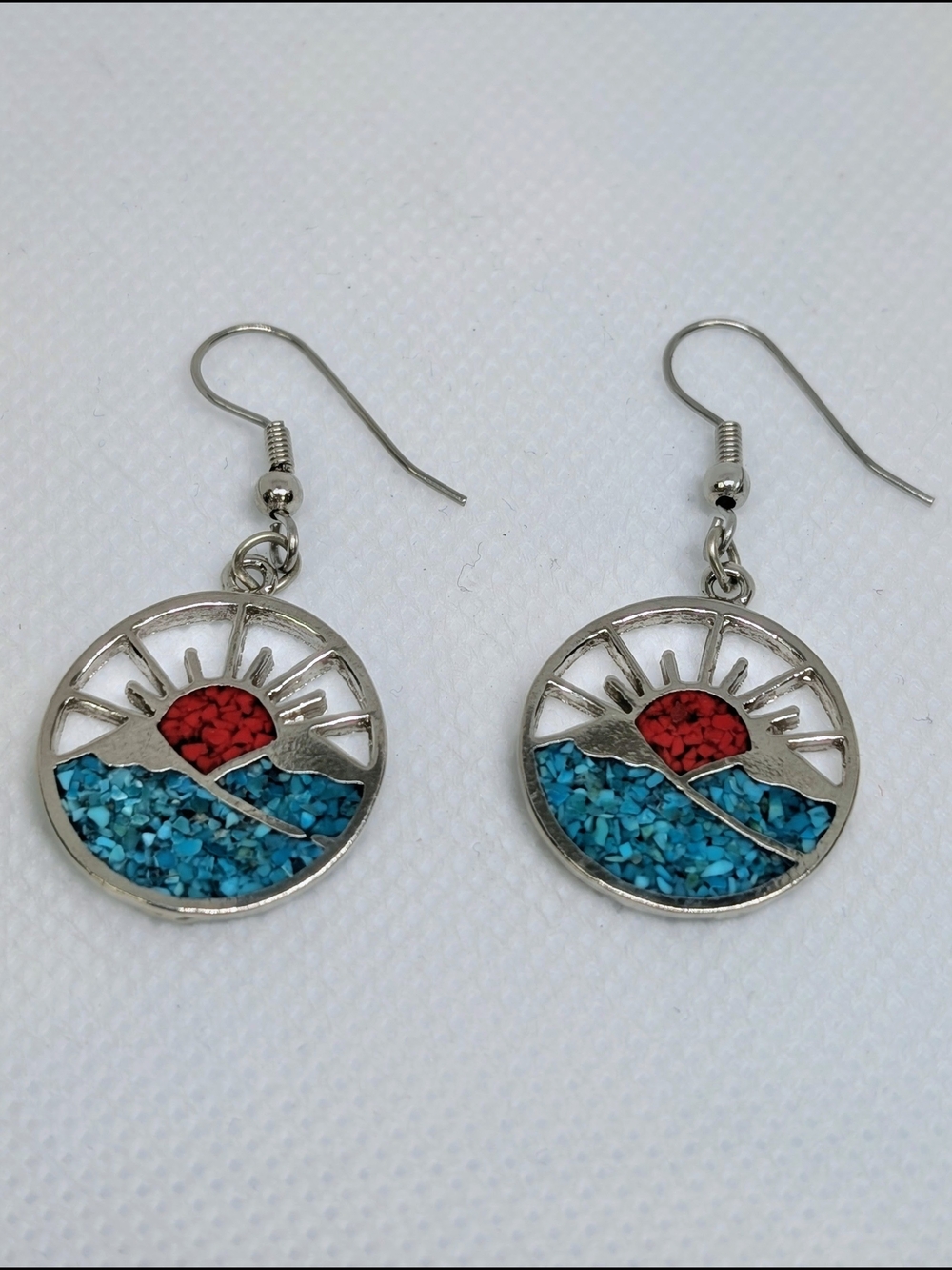 Sunrise Turquoise Inlay Drop Earrings